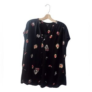 Torrid Plus Size Sacred Heart Print Tunic Shirt Sleeveless Top Black